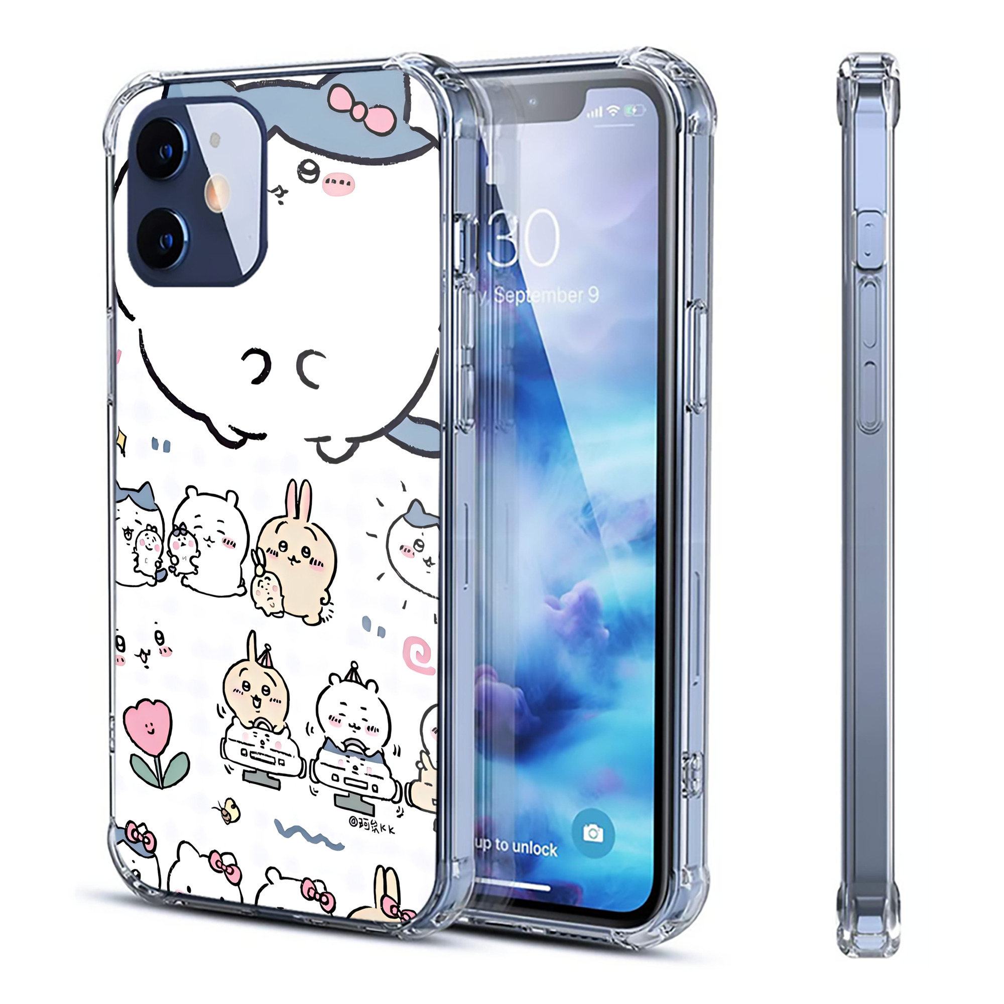 （画像用） ちいかわ Chii-kawa 【iPhone 12シリーズ対応】透明スマホケース（クリアソフトケース）